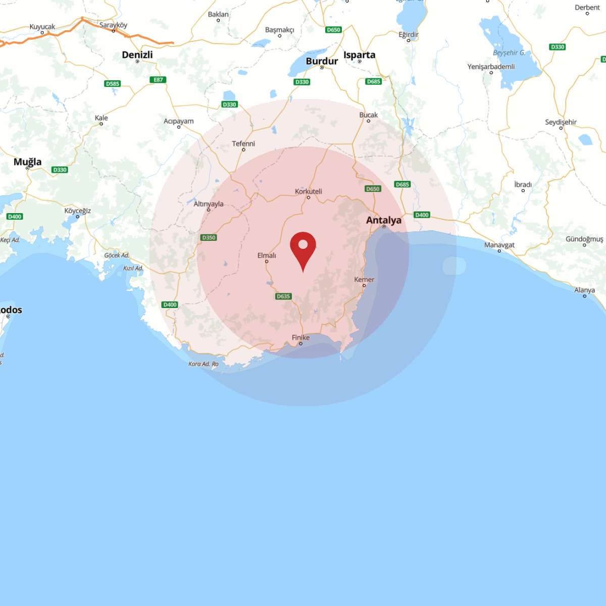 ANTALYA Bölgesinde Hafif Şiddetli 2.5 Büyüklüğünde Deprem Meydana Geldi