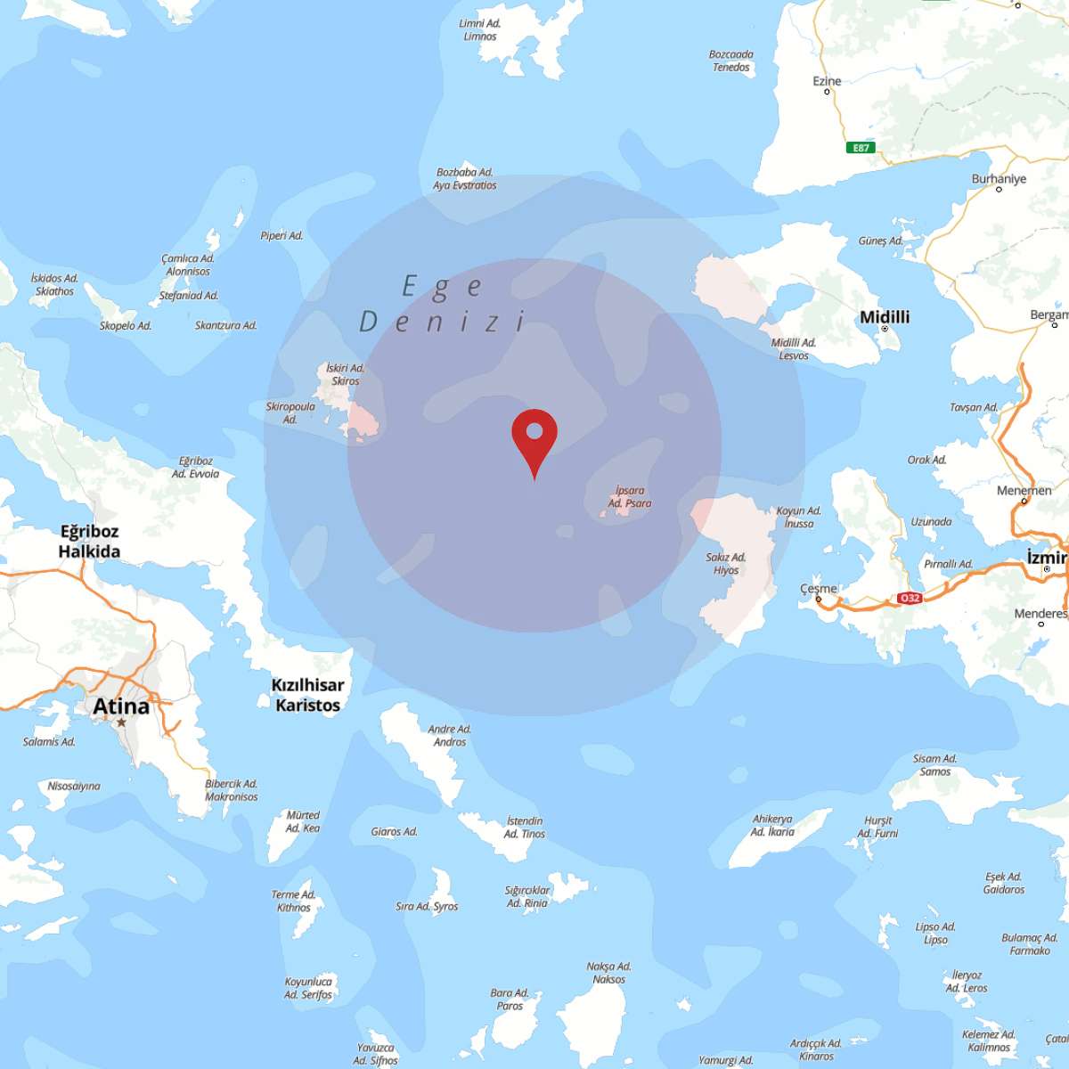 EGE DENIZI Bölgesinde 3.5 Büyüklüğünde Deprem!