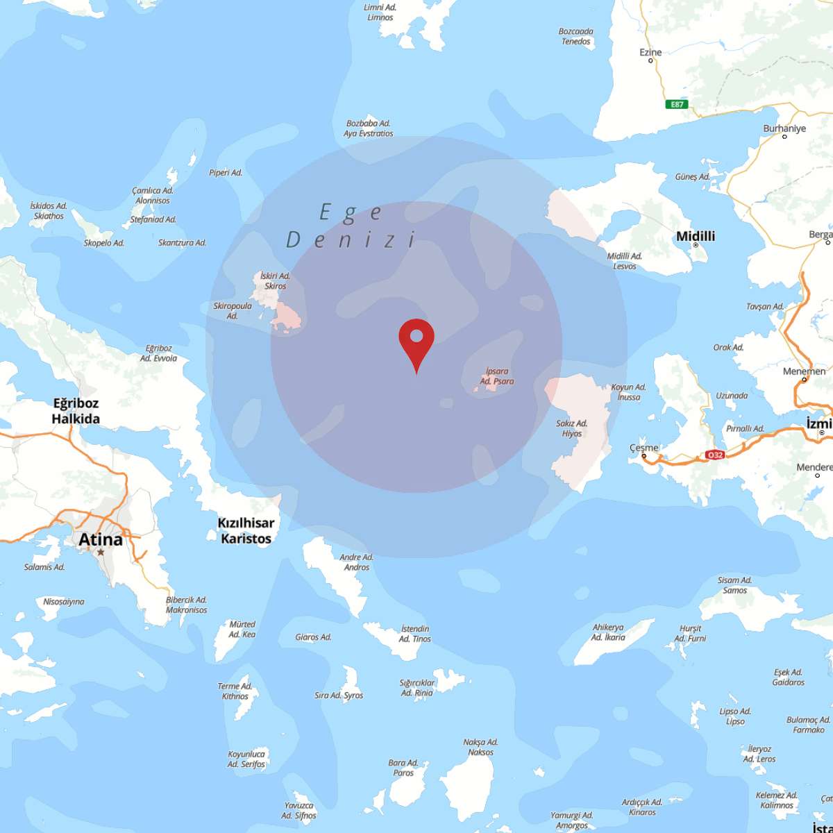 EGE DENIZI Bölgesinde 3.9 Büyüklüğünde Deprem!