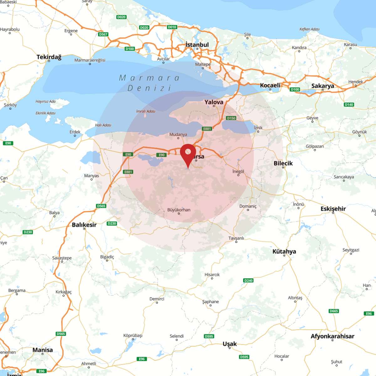 BURSA Bölgesinde Hafif Şiddetli 2.8 Büyüklüğünde Deprem Meydana Geldi