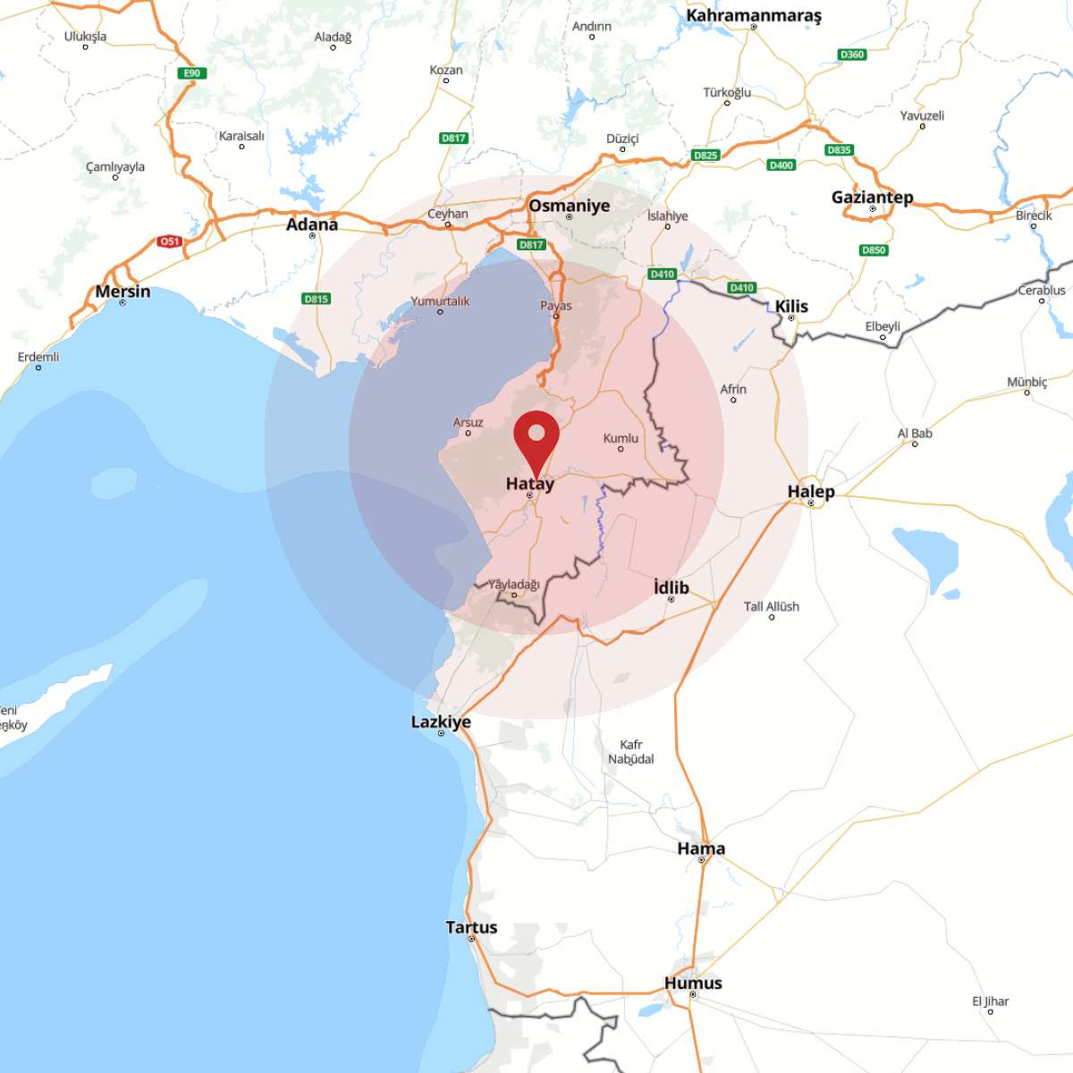 HATAY Bölgesinde Hafif Şiddetli 2.8 Büyüklüğünde Deprem Meydana Geldi