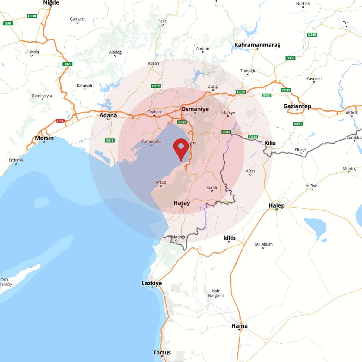 HATAY Bölgesinde Hafif Şiddetli 2.7 Büyüklüğünde Deprem Meydana Geldi