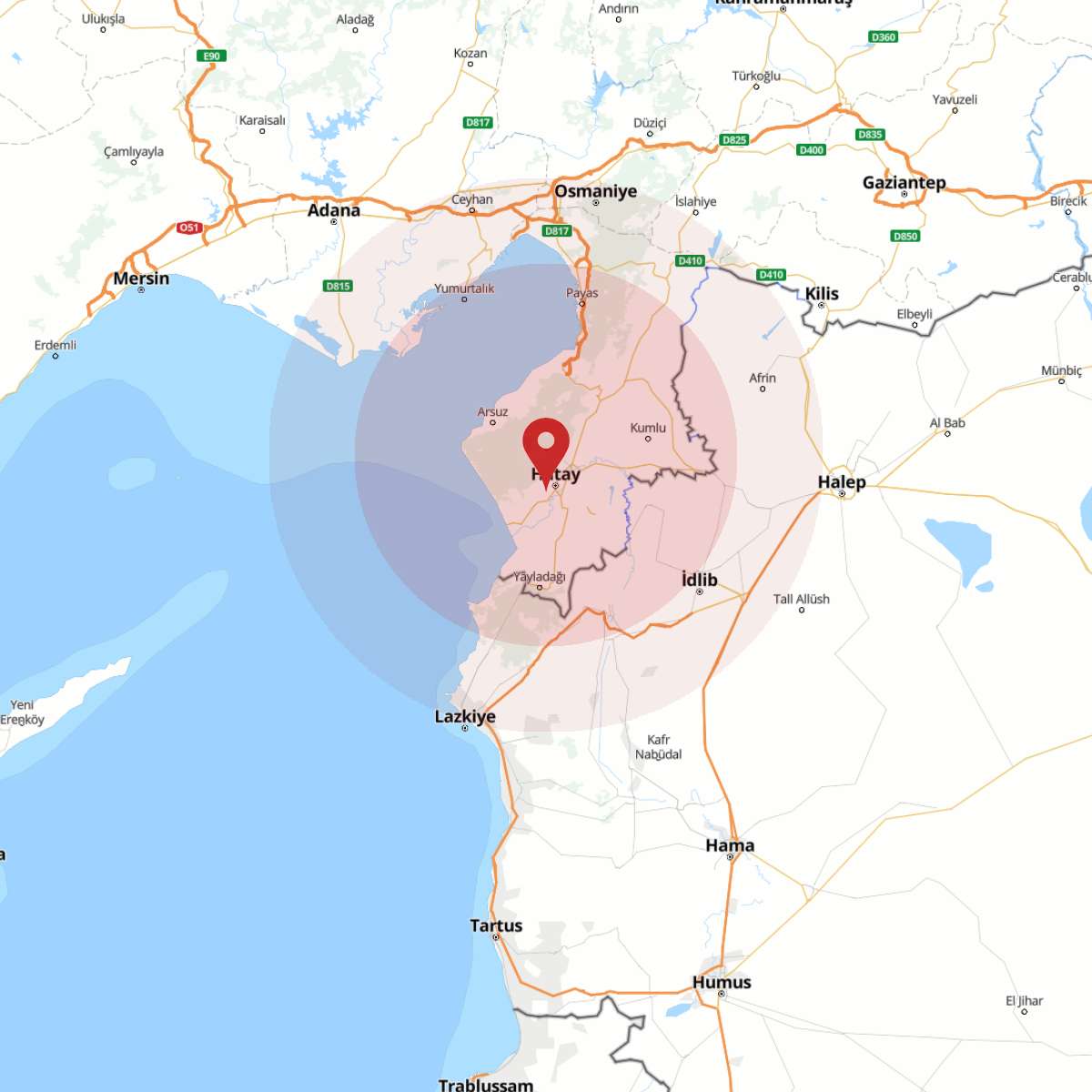 HATAY Bölgesinde Hafif Şiddetli 2.8 Büyüklüğünde Deprem Meydana Geldi