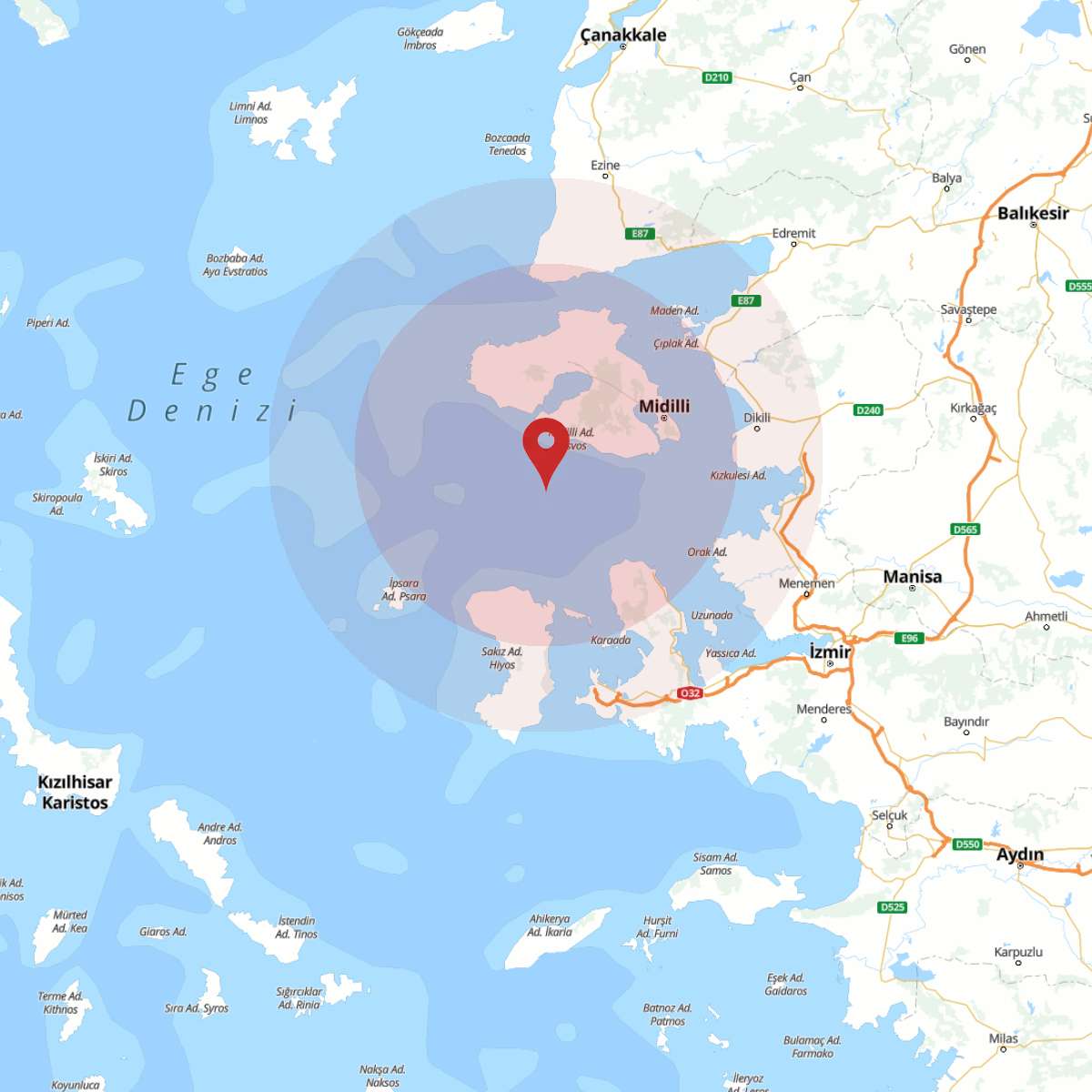 EGE DENIZI Bölgesinde Hafif Şiddetli 2.6 Büyüklüğünde Deprem Meydana Geldi