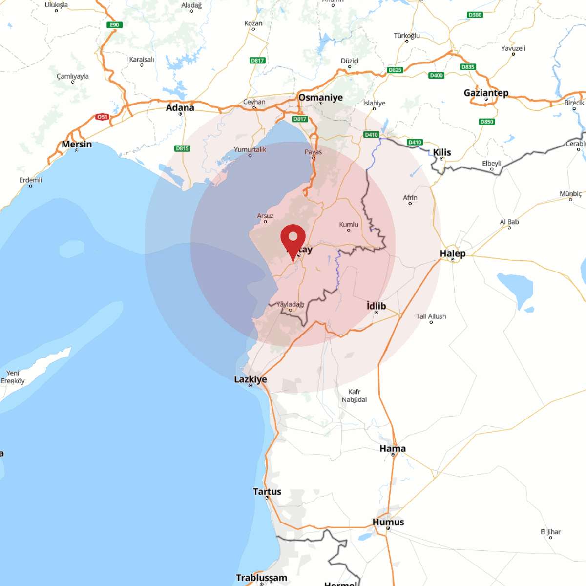 HATAY Bölgesinde Hafif Şiddetli 2.7 Büyüklüğünde Deprem Meydana Geldi