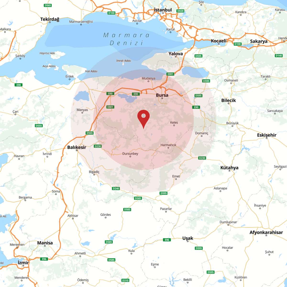 BURSA Bölgesinde 3.6 Büyüklüğünde Deprem!