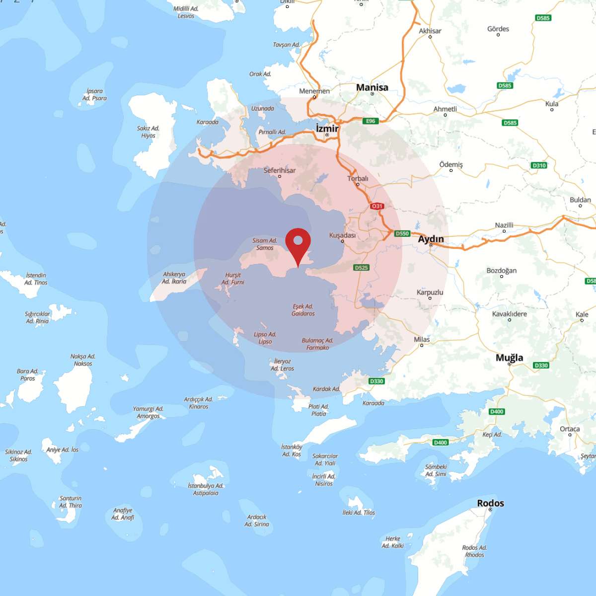 EGE DENIZI Bölgesinde Hafif Şiddetli 2.5 Büyüklüğünde Deprem Meydana Geldi