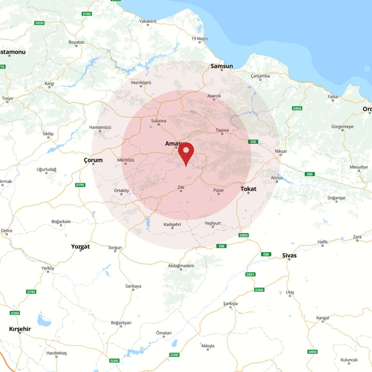 AMASYA Bölgesinde 3.5 Büyüklüğünde Deprem!