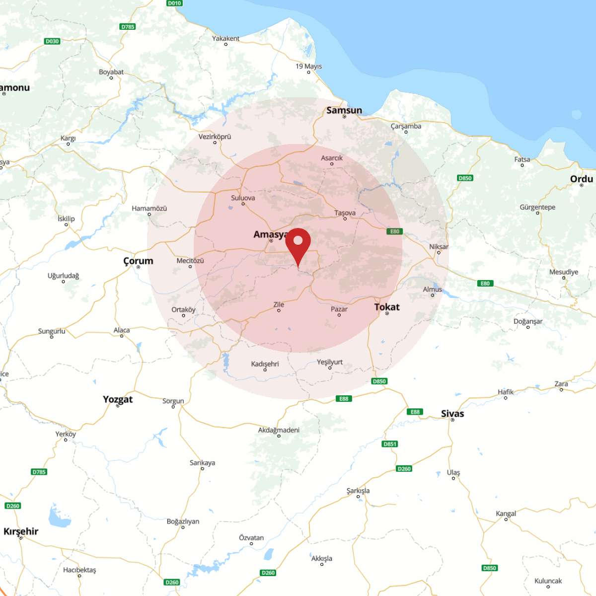 AMASYA Bölgesinde 3.7 Büyüklüğünde Deprem!