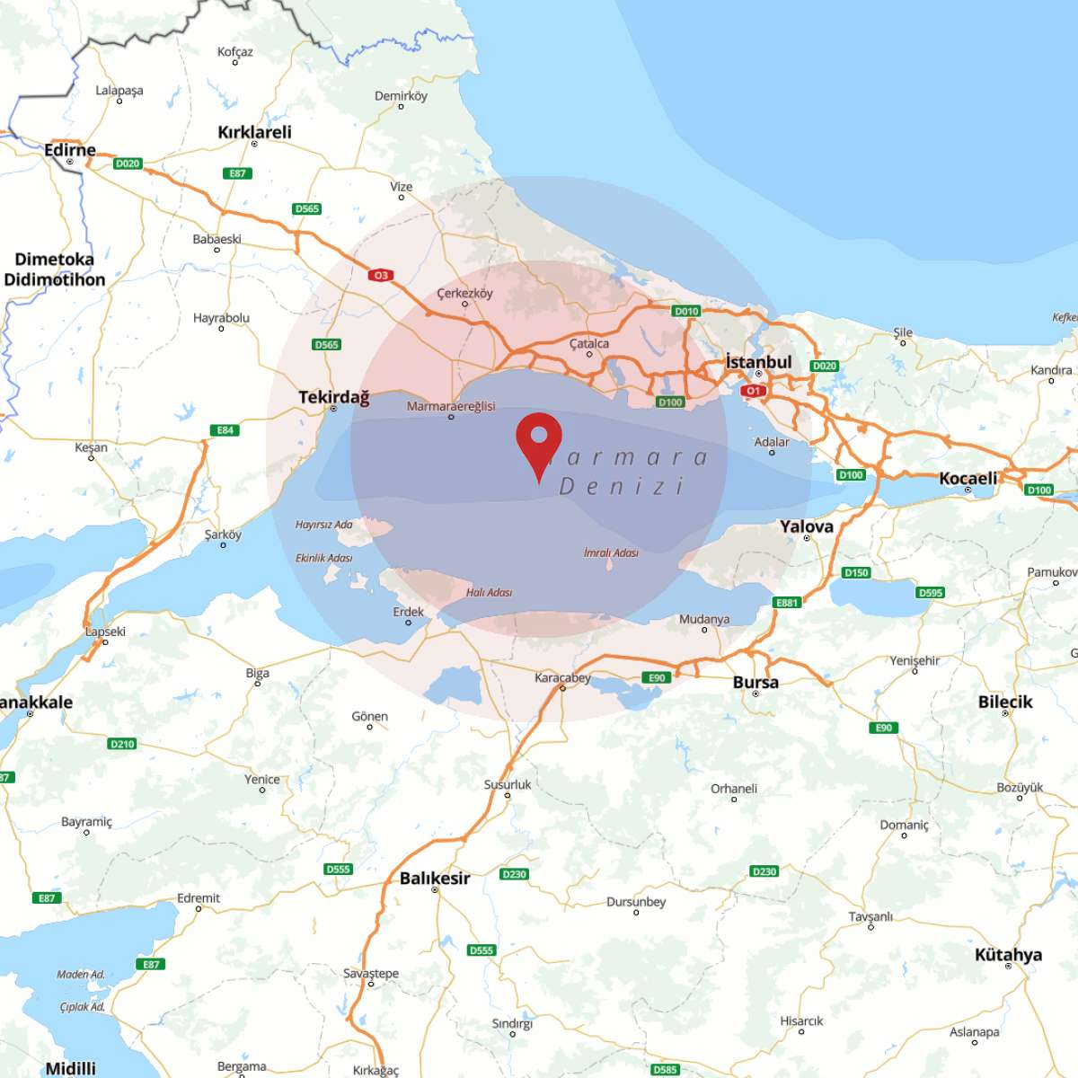 MARMARA DENIZI Bölgesinde Hafif Şiddetli 2.5 Büyüklüğünde Deprem Meydana Geldi
