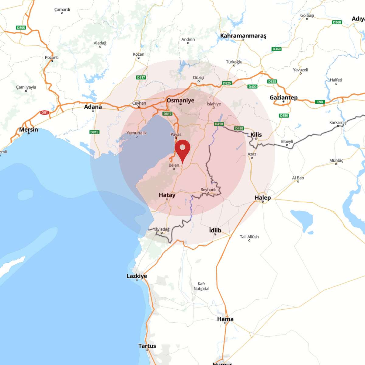 HATAY Bölgesinde Hafif Şiddetli 2.5 Büyüklüğünde Deprem Meydana Geldi