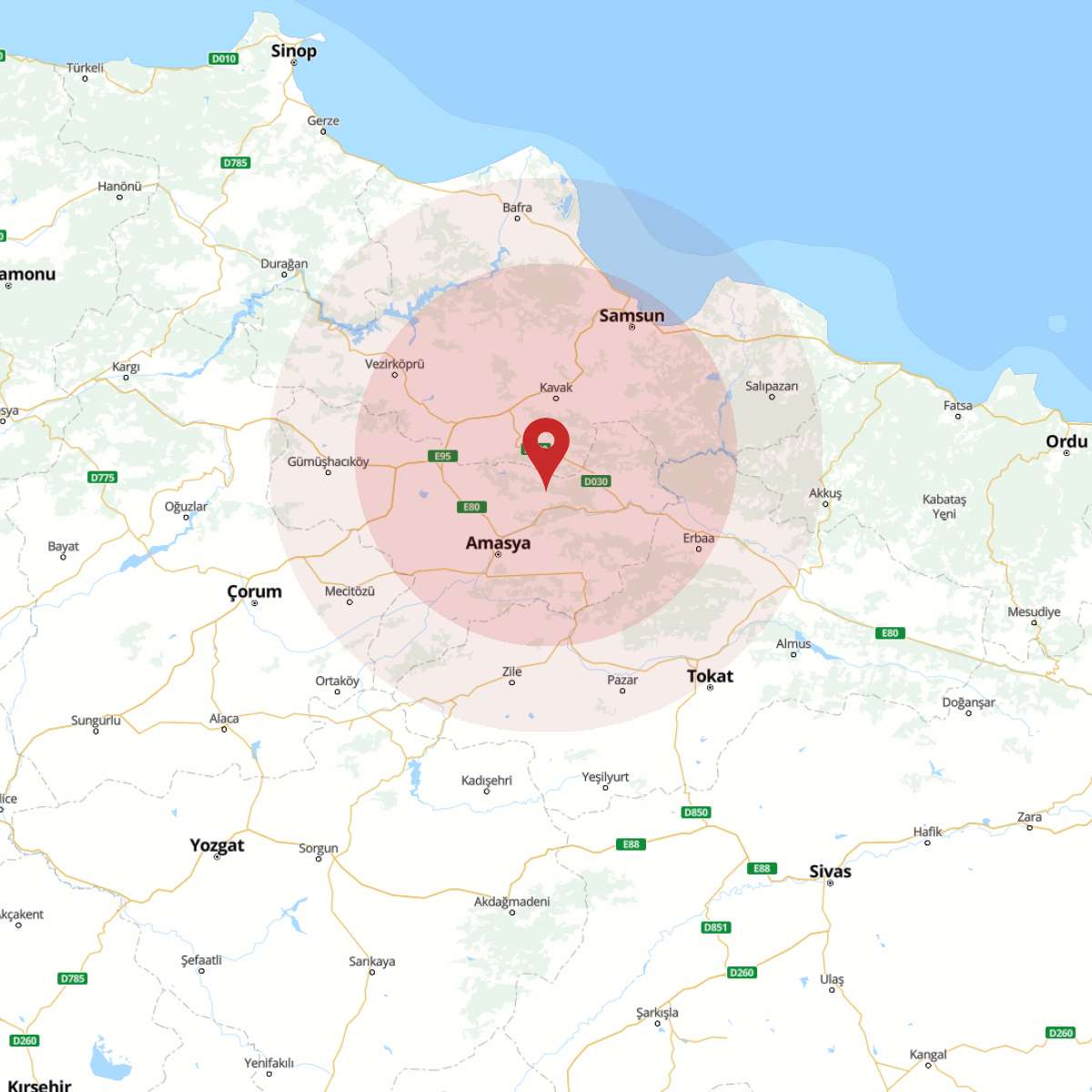 SAMSUN Bölgesinde 3.5 Büyüklüğünde Deprem!