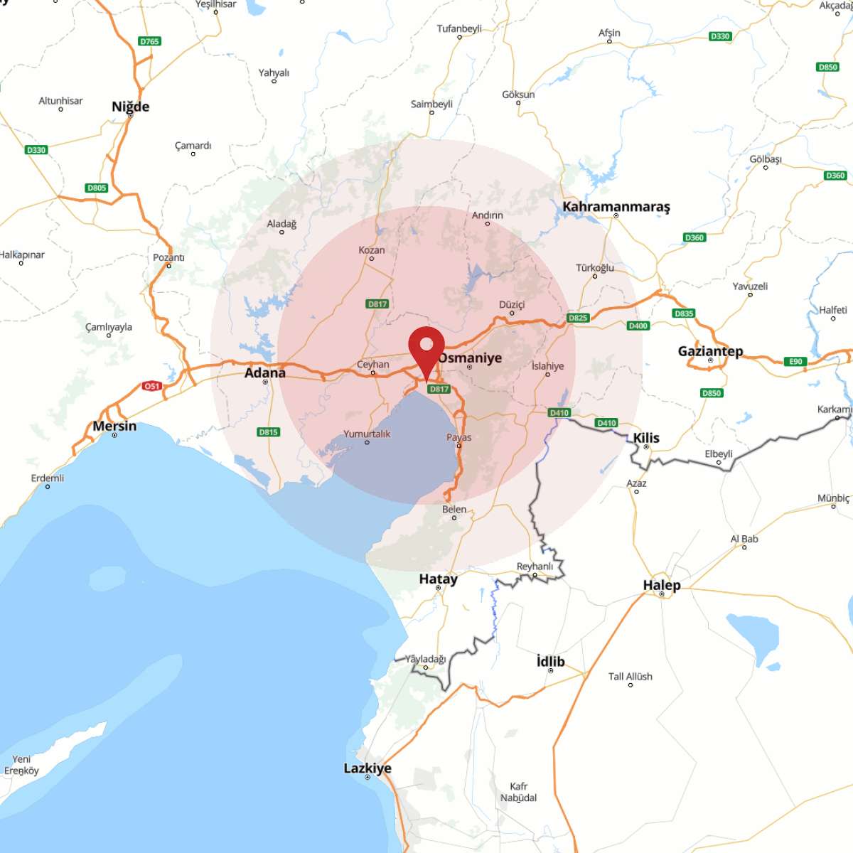 OSMANIYE Bölgesinde Hafif Şiddetli 2.7 Büyüklüğünde Deprem Meydana Geldi