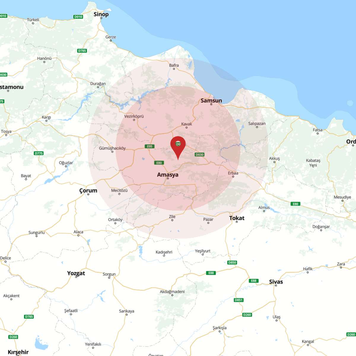SAMSUN Bölgesinde 3.8 Büyüklüğünde Deprem!