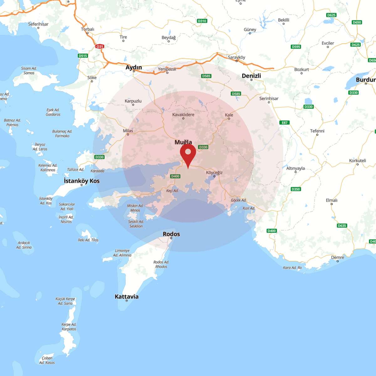 MUGLA Bölgesinde Hafif Şiddetli 2.6 Büyüklüğünde Deprem Meydana Geldi