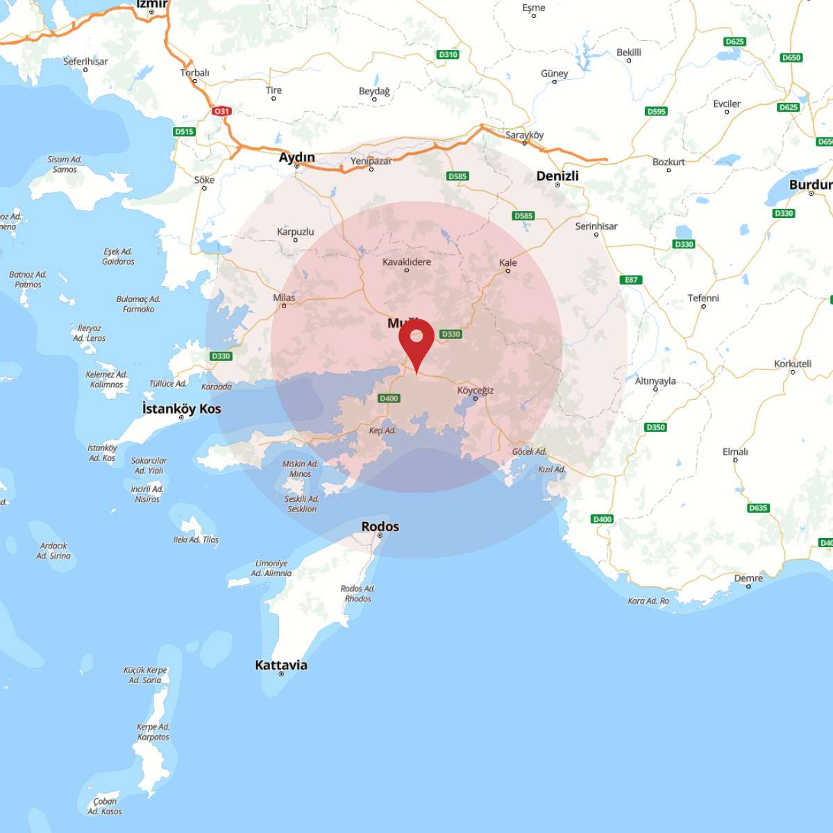 MUGLA Bölgesinde 3.4 Büyüklüğünde Deprem!