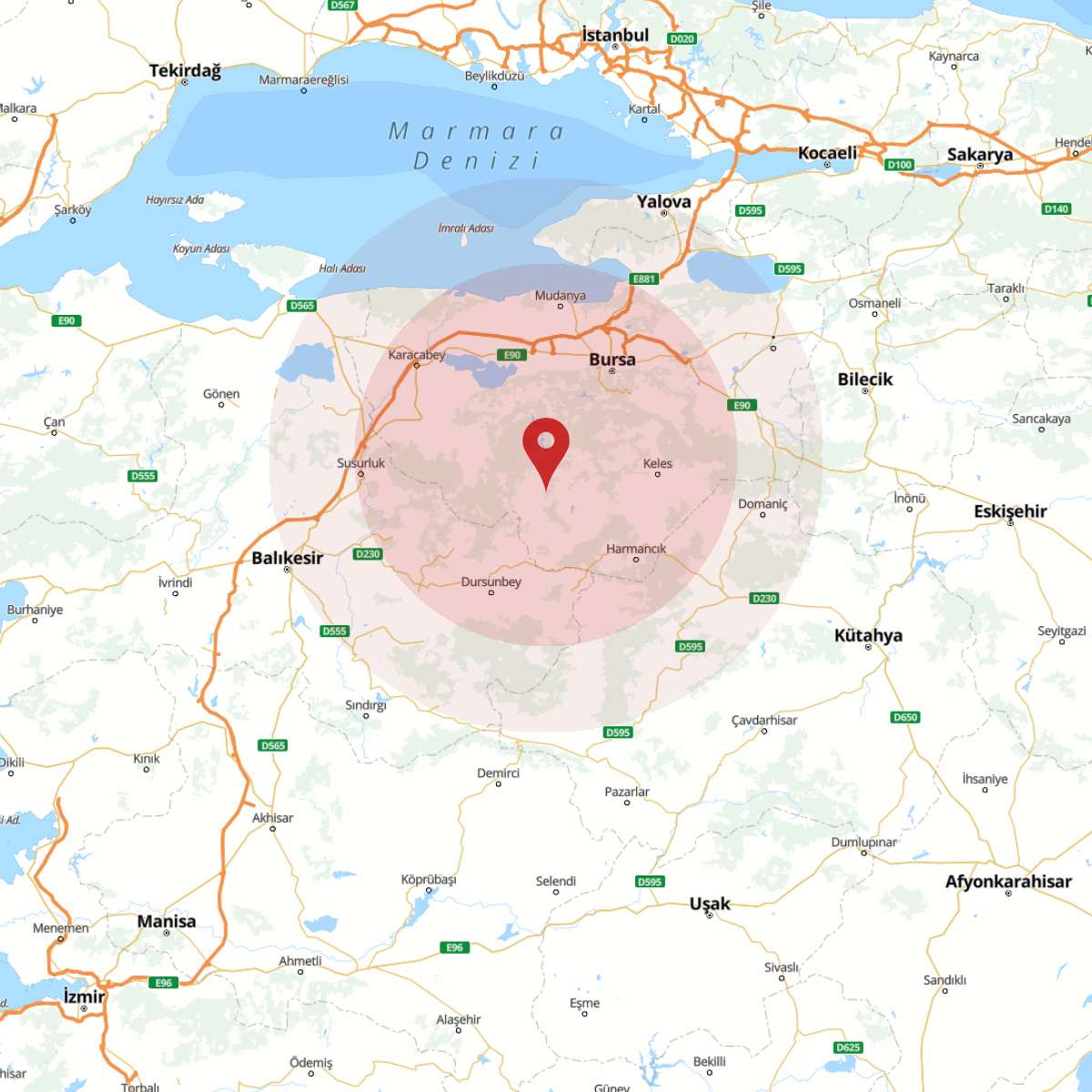 BURSA Bölgesinde 3.5 Büyüklüğünde Deprem!
