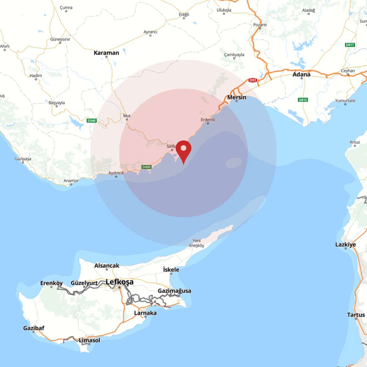 MERSIN Bölgesinde 3.9 Büyüklüğünde Deprem!